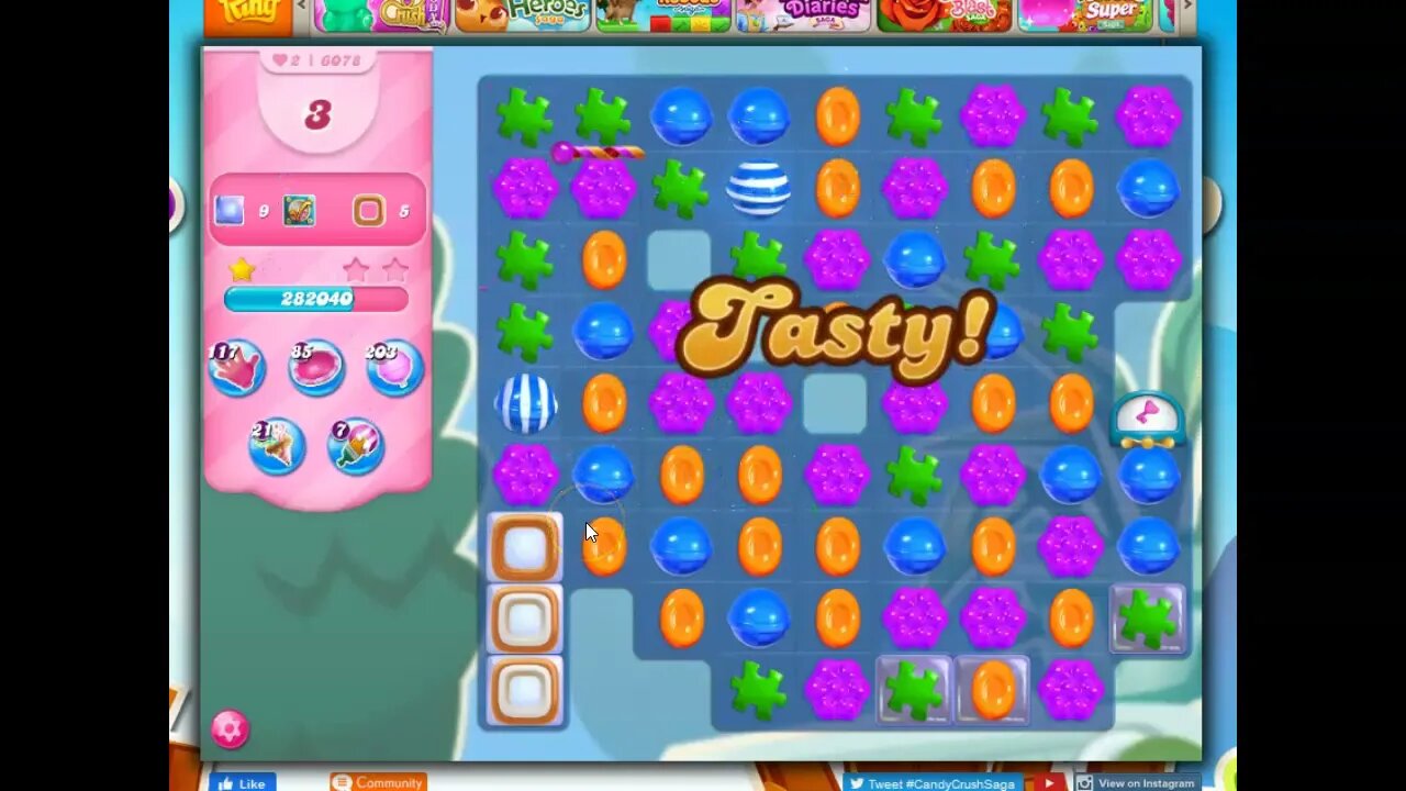Candy Crush Level 6078 Talkthrough, 30 Moves 0 Boosters