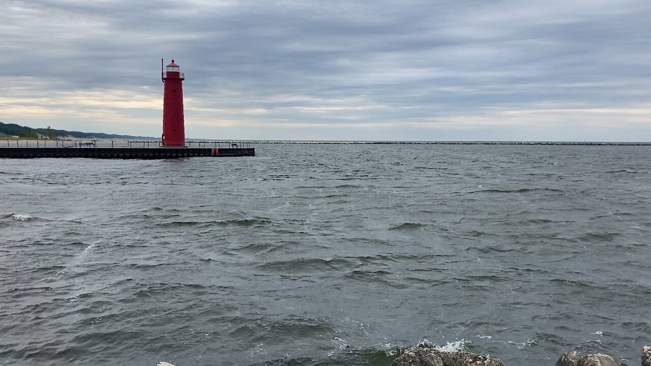 Entrance to the Muskegon Channel from Lake Michigan, Muskegon Michigan