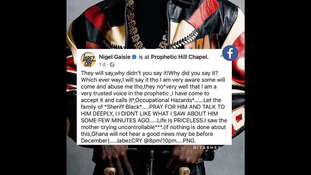 My prophecy was about Sheriff Black , but not Black Sheriff -prophecy Nigel Gaisie