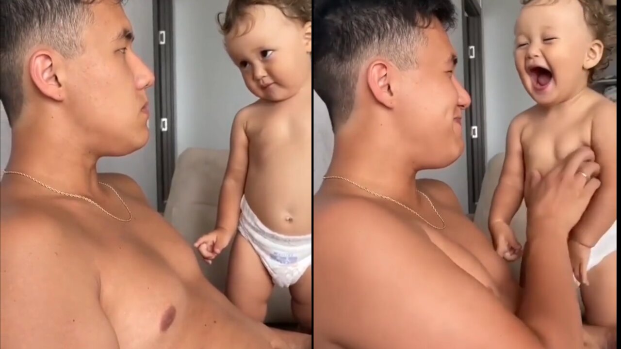 Baby Trying to makeup with dad with his cute Expression