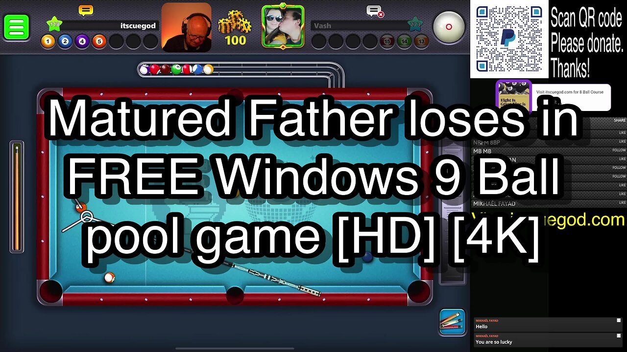 Matured Father loses in FREE Windows 9 Ball pool game [HD] [4K] 🎱🎱🎱 8 Ball Pool 🎱🎱🎱