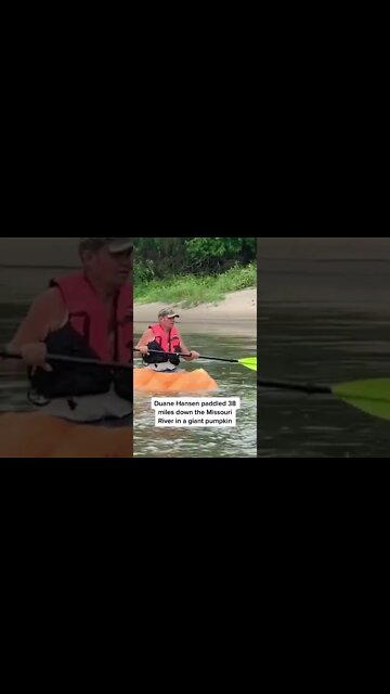 A man paddled 38 miles down the #MissouriRiver in a giant pumpkin to try to beat a world record