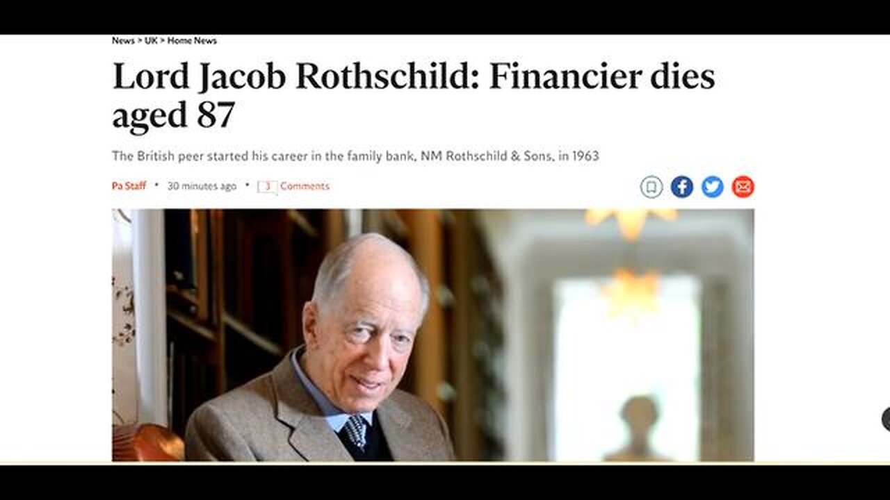 BREAKING! JACOB ROTHSCHILD HAS DIED " A Jewish Funeral To Be Arranged"