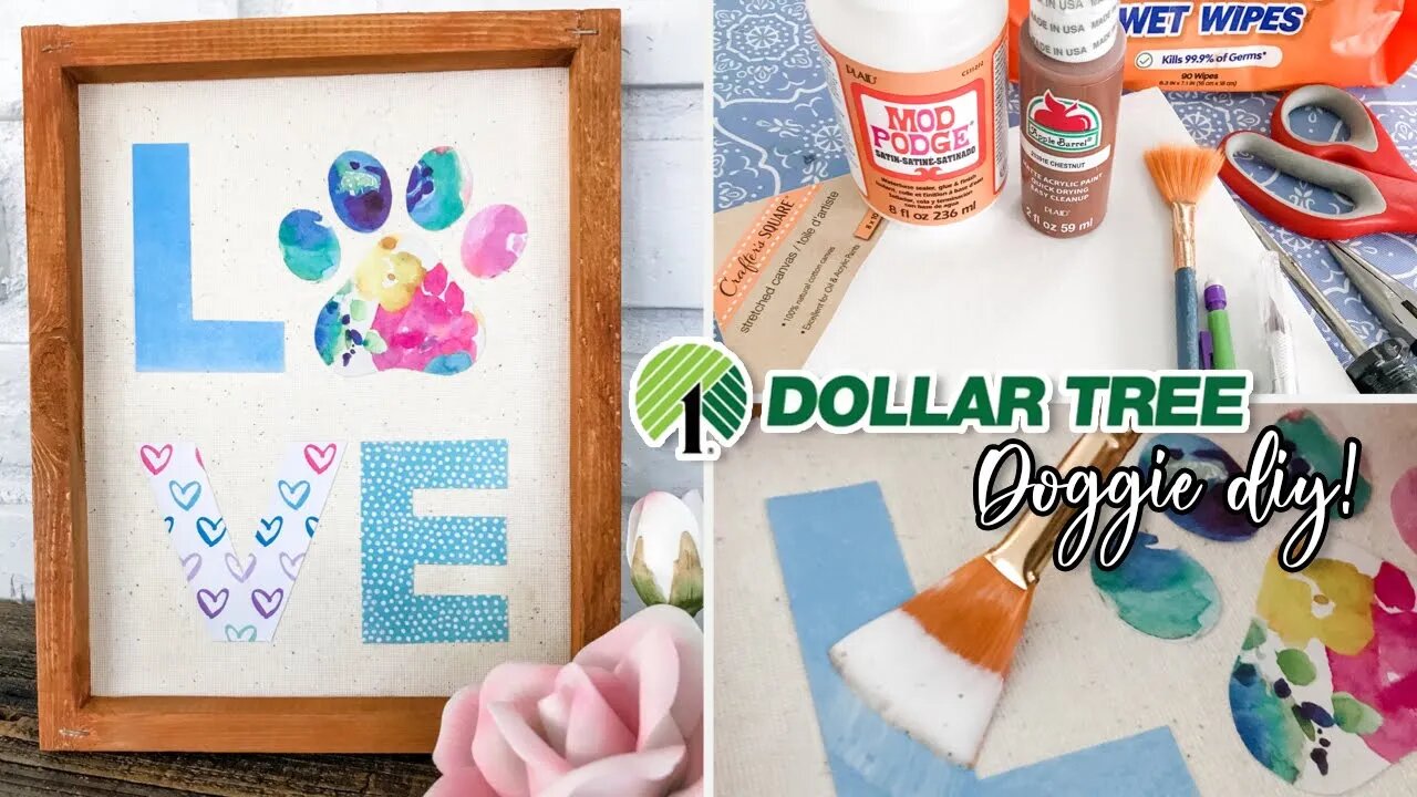 Dollar Tree DIY - Canvas LOVE Pawprint Decor