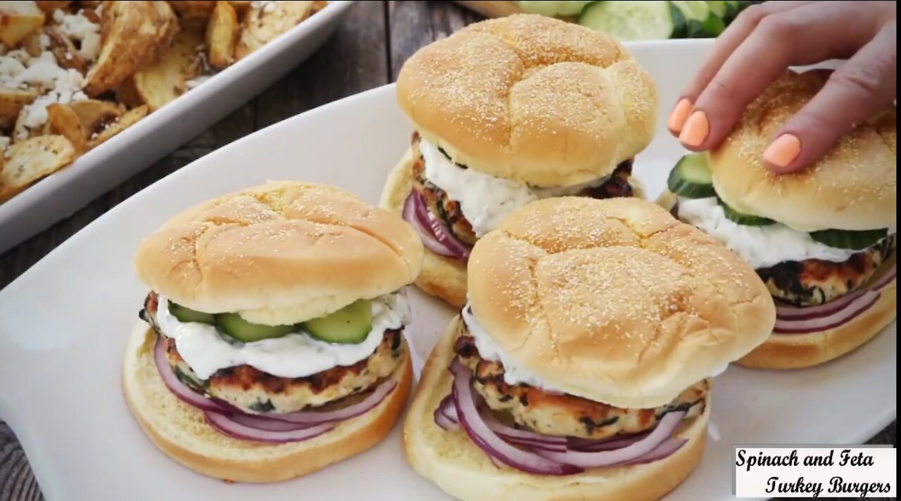 Spinach and Feta Turkey Burgers