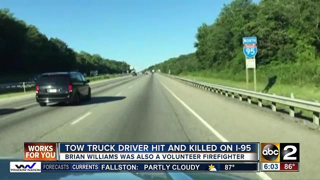 Perryville tow truck driver hit, killed along I-95 Sunday