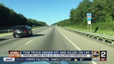 Perryville tow truck driver hit, killed along I-95 Sunday