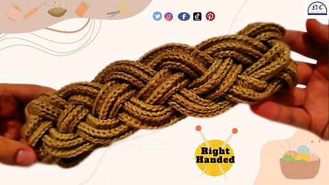 How to make a crochet braided headband ( Right Handed ) with the pattern