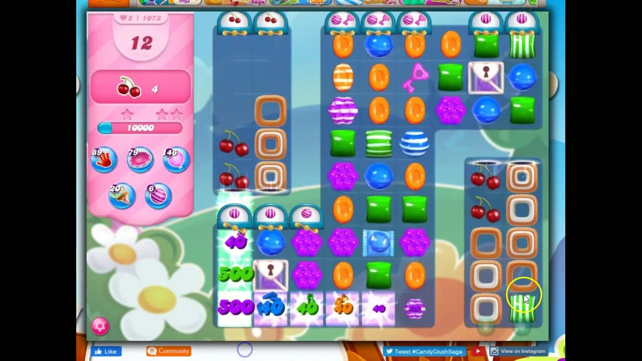 Candy Crush Level 1073 Talkthrough, 20 Moves 0 Boosters