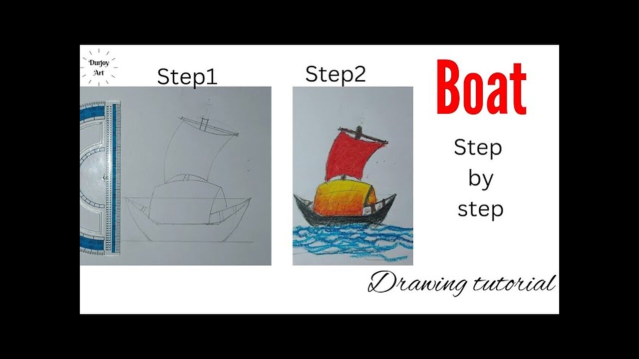 HOW TO DRAW A BOAT EASY STEP BY STEP | Boar drawing tutorial | Durjoy Art