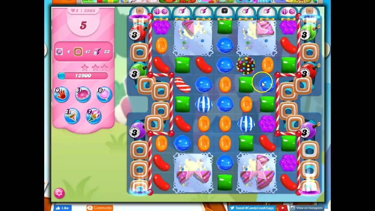 Candy Crush Level 3803 Talkthrough, 20 Moves 0 Boosters
