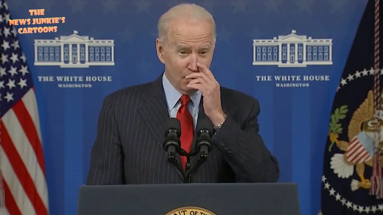 Biden reads "end of quote" off the teleprompter.