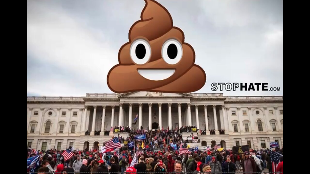 the US Capitol with a poo emoji instead of the dome