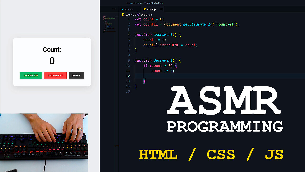 ASMR Programming - Count in HTML CSS and JavaScript