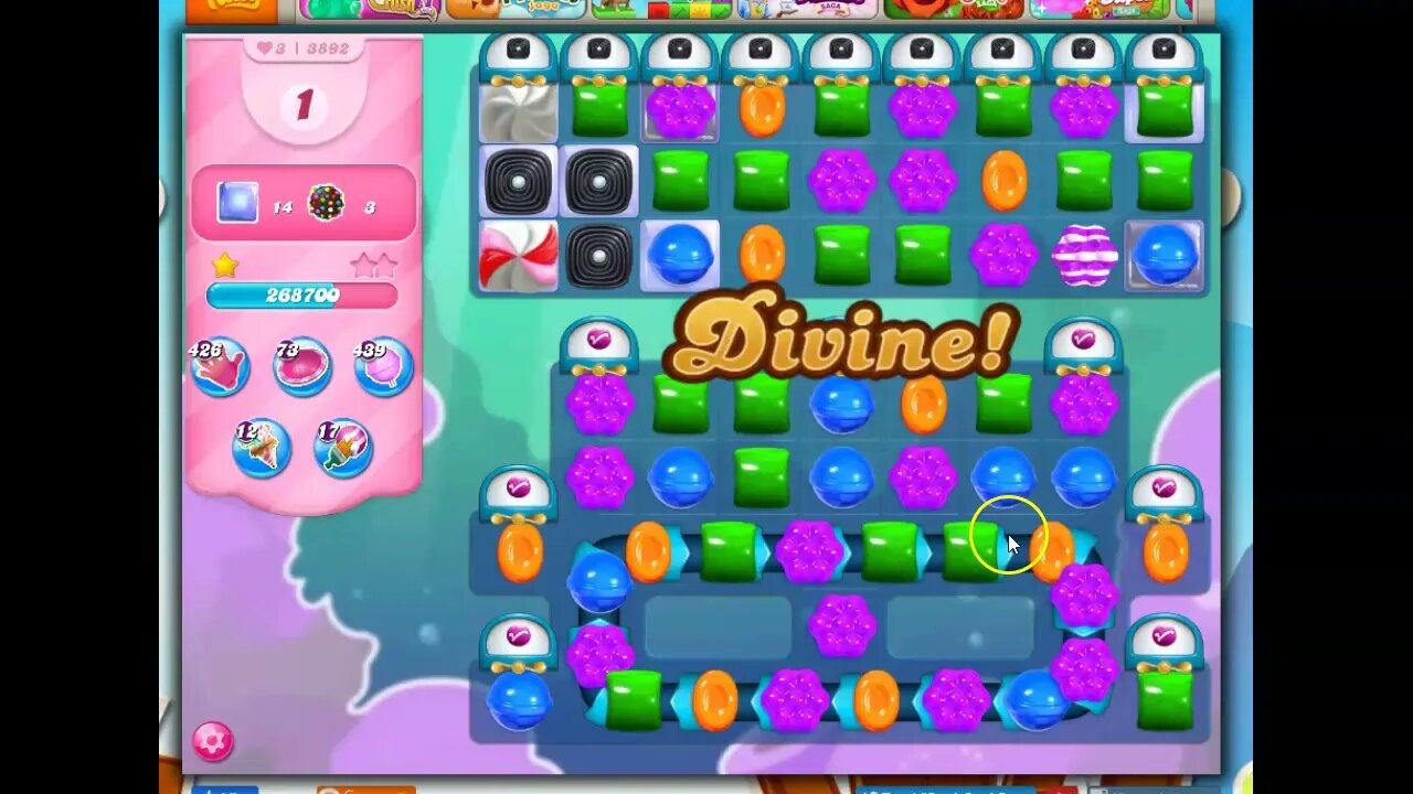 Candy Crush Level 3892 Talkthrough, 20 Moves 0 Boosters