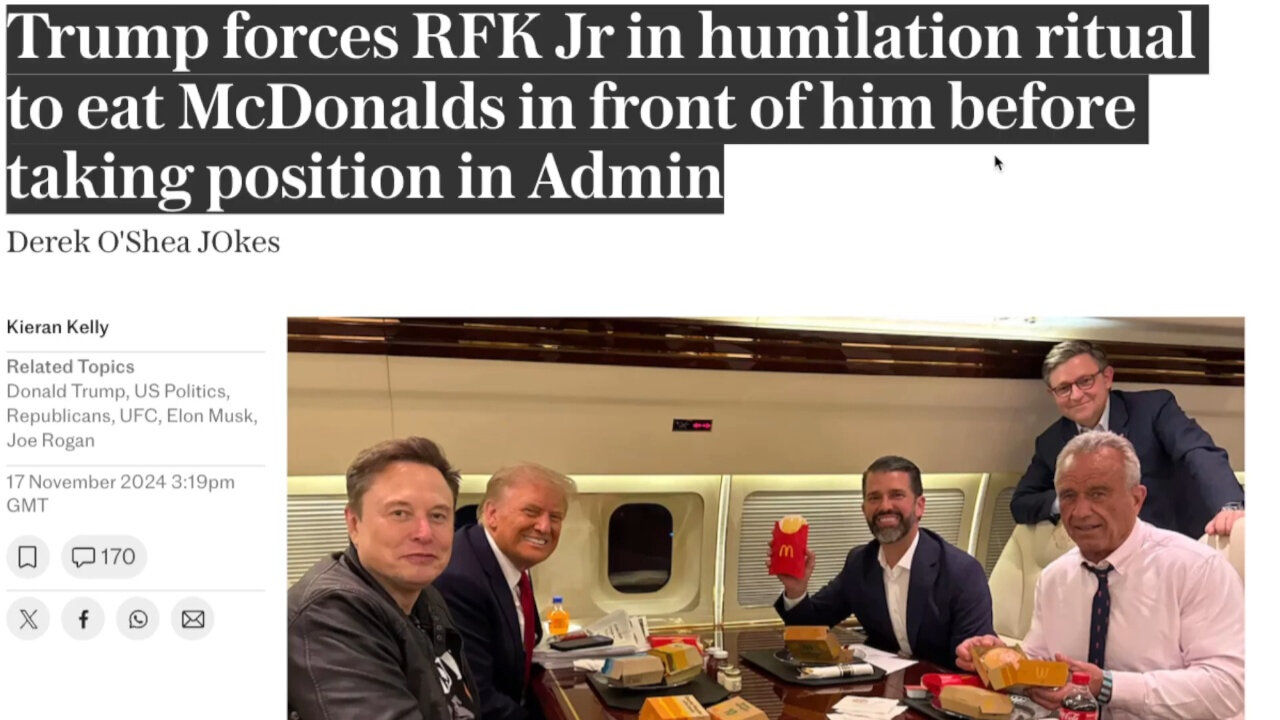 RFK jr EATS McDonalds with TRUMP on the PLANE!