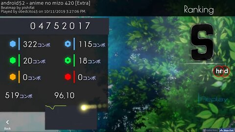 Osu!| android52 - anime no mizo 420 [Extra] 4.45* | HDHR FC