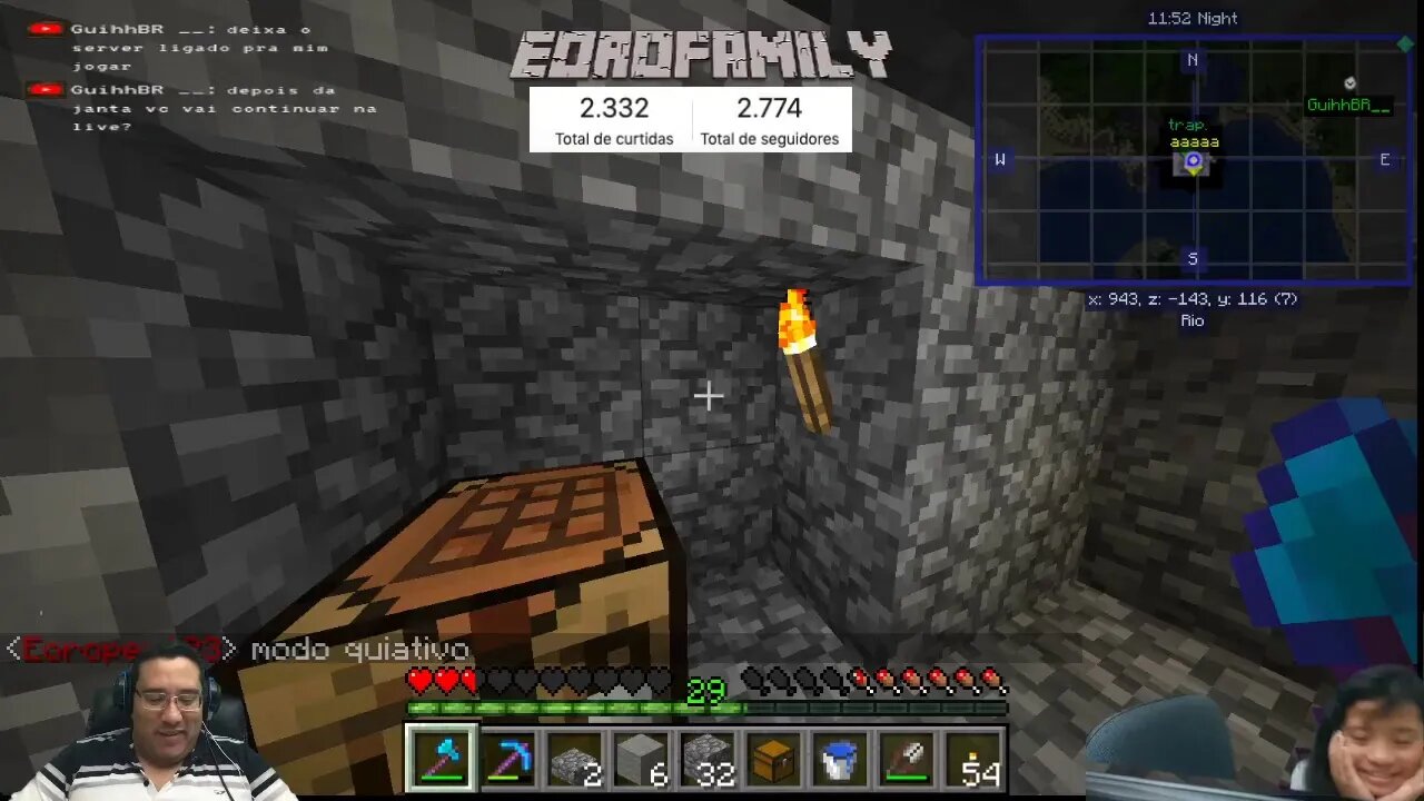 Live de Minecraft 1.15.2 com inscritos e #pai_eoroper + #malununes - EP08