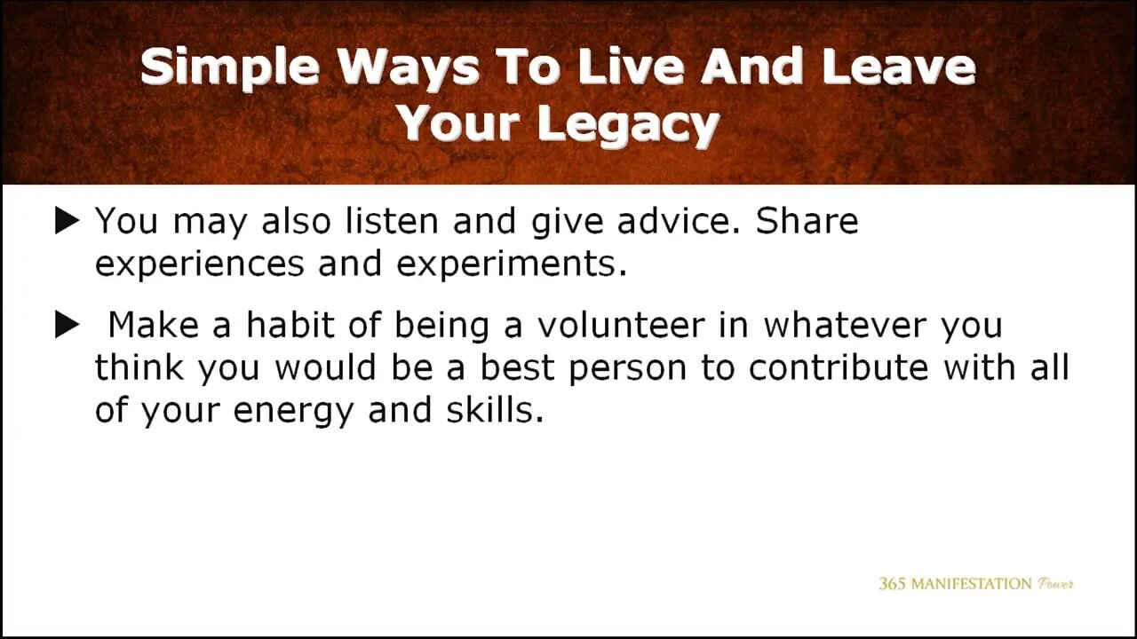 7 0 Creating Your Own Legacy 365 Manifestation Power