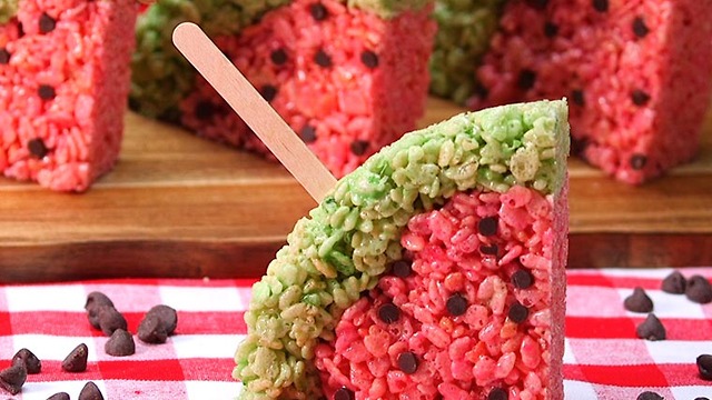 Watermelon Rice Krispie Treats