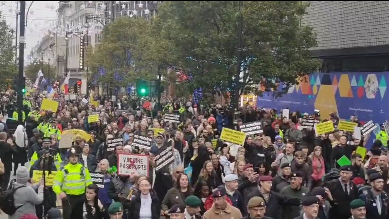 'No Vax Passports!' Hugh Protest in London