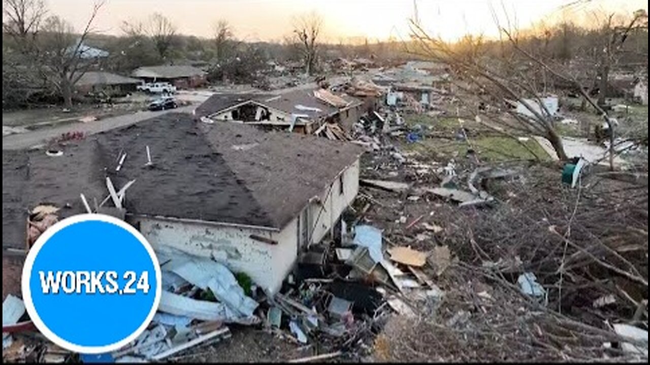 Drone captures scars of damage left by a deadly tornado in Arkansas | Works24