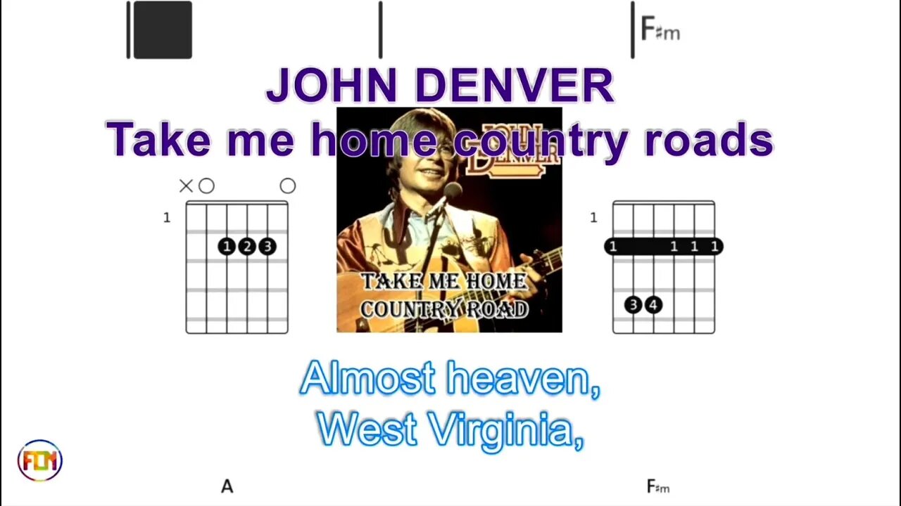 JOHN DENVER Take me home country roads - (Chords & Lyrics like a Karaoke) HD