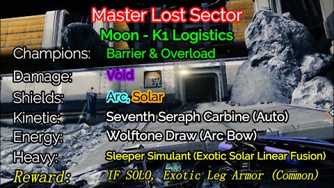 Destiny 2 Master Lost Sector: The Moon - K1 Logistics 12-17-21