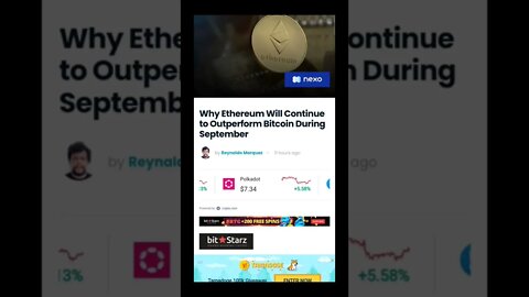 Why Ethereum Will Continue to Outperform Bitcoin During September #cryptomash #ethereum #bitcoin