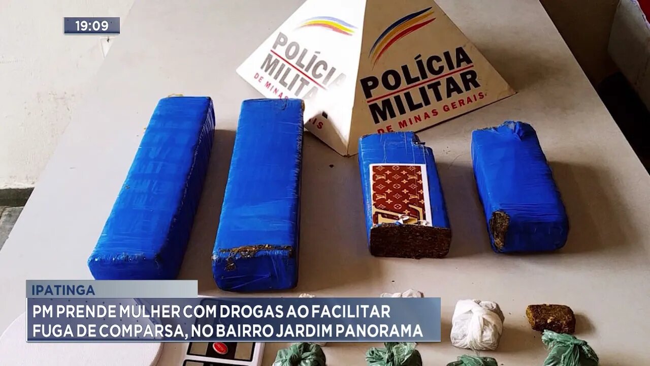 Ipatinga: PM prende mulher com drogas ao facilitar fuga de comparsa, no bairro Jardim Panorama