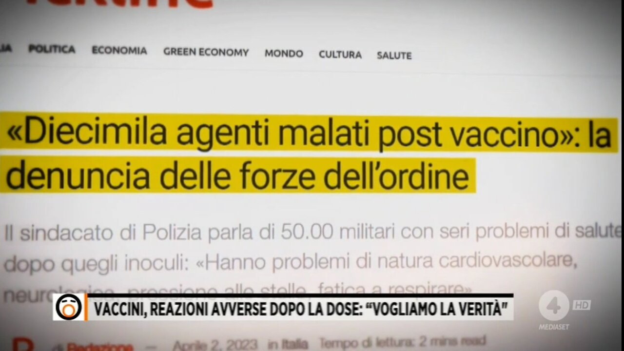 Danni neurologici dopo il vaccino, più di 10mila danneggiati gravi tra le forze dell'ordine