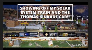 SHOWING OFF MY OUR SOLAR SYSTEM TRAIN AND THOMAS KINKADE CAR!