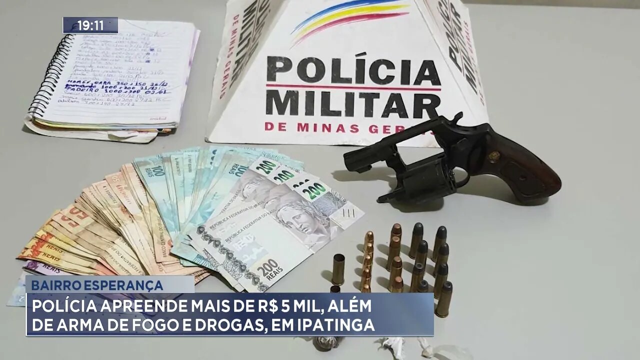 Bairro Esperança: Polícia apreende mais de R$ 5 mil, além de arma de fogo e drogas, em Ipatinga