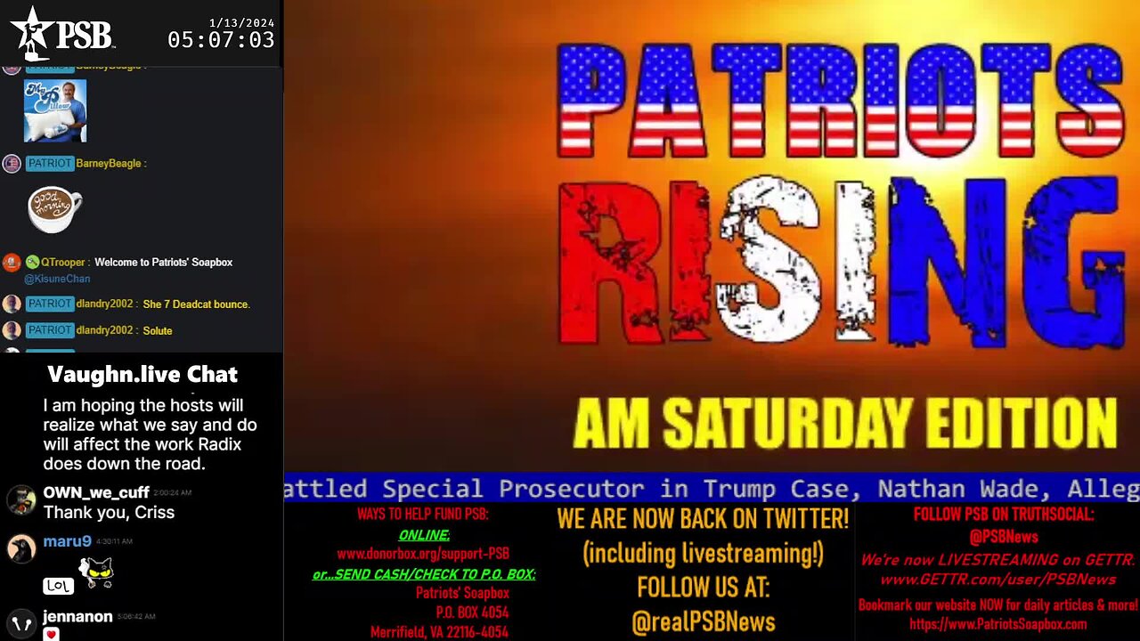 2024-01-13 05:00 EST - Patriots Rising: with Q Trooper & Majjik