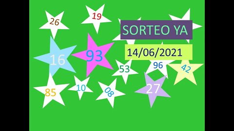 SORTEO YA NUMERO PROBABLE 14 JUNIO 2021