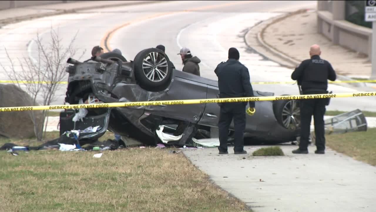 Stolen car involved in rollover crash near Veterans Park; 3 arrested