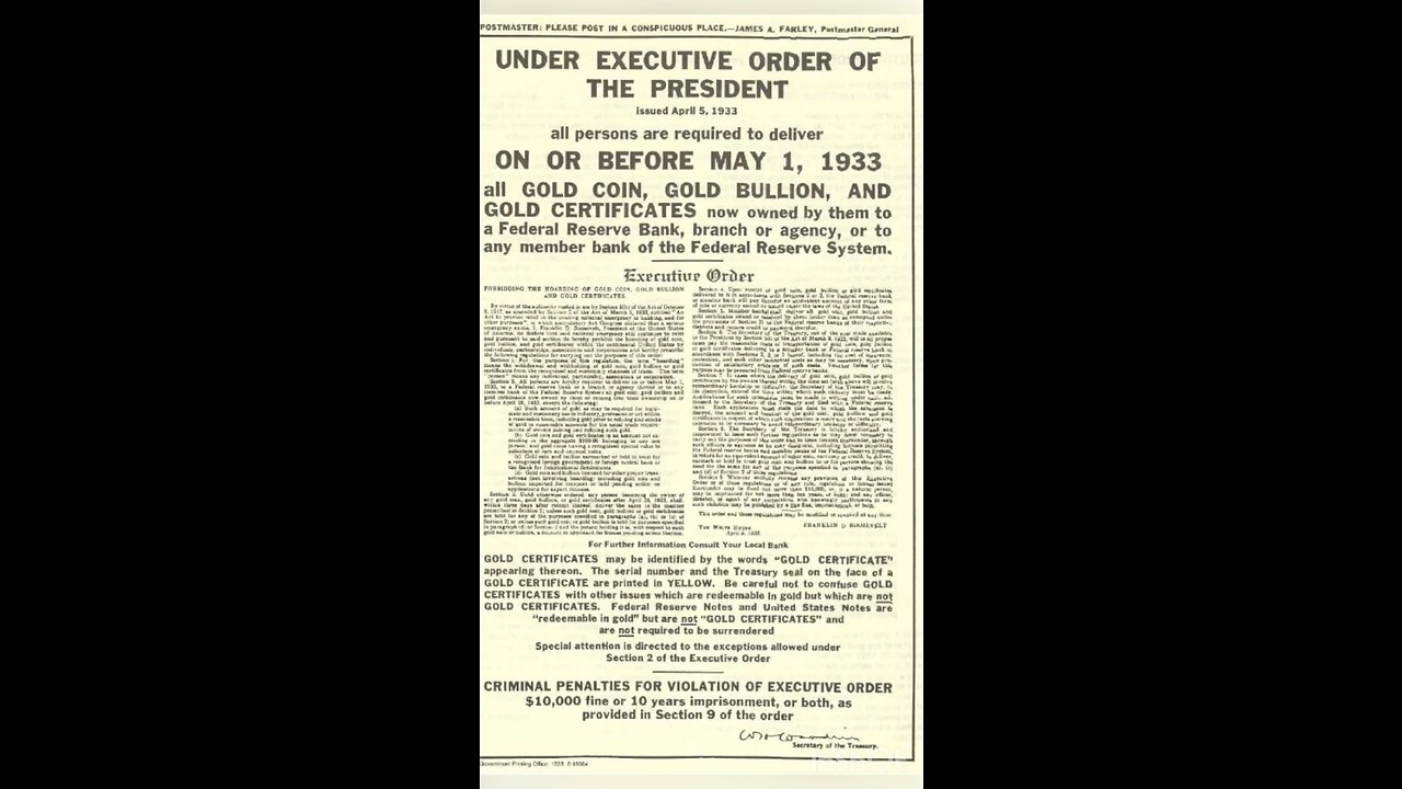 May 1, 1933 Executive Order