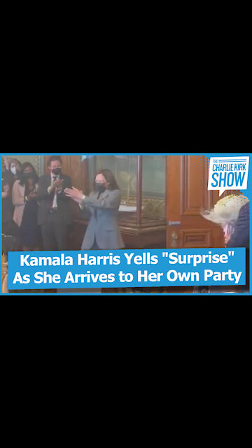 Kamala Harris Yells "Surprise" As She Arrives to Her Own Party