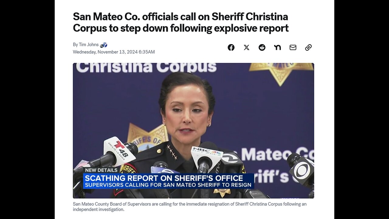 San Mateo Co. officials call on sheriff to step down following investigation