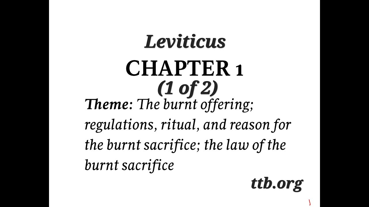 Leviticus Chapter 1 (Bible Study) (1 of 2)