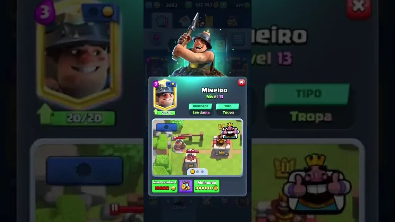 Mineiro nível máximo #shorts #clashroyal #clash #clashroyale #royale