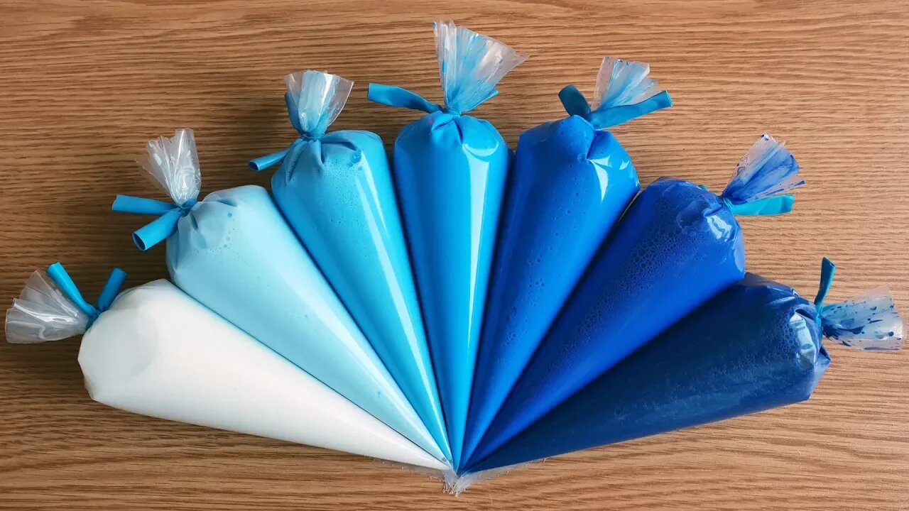 Making Crunchy Slime with Piping Bags #85 - Blue Slime