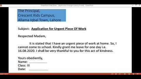 CLASS 3 ENG B APPLICATION FOR URGENT PIECE OF WORK
