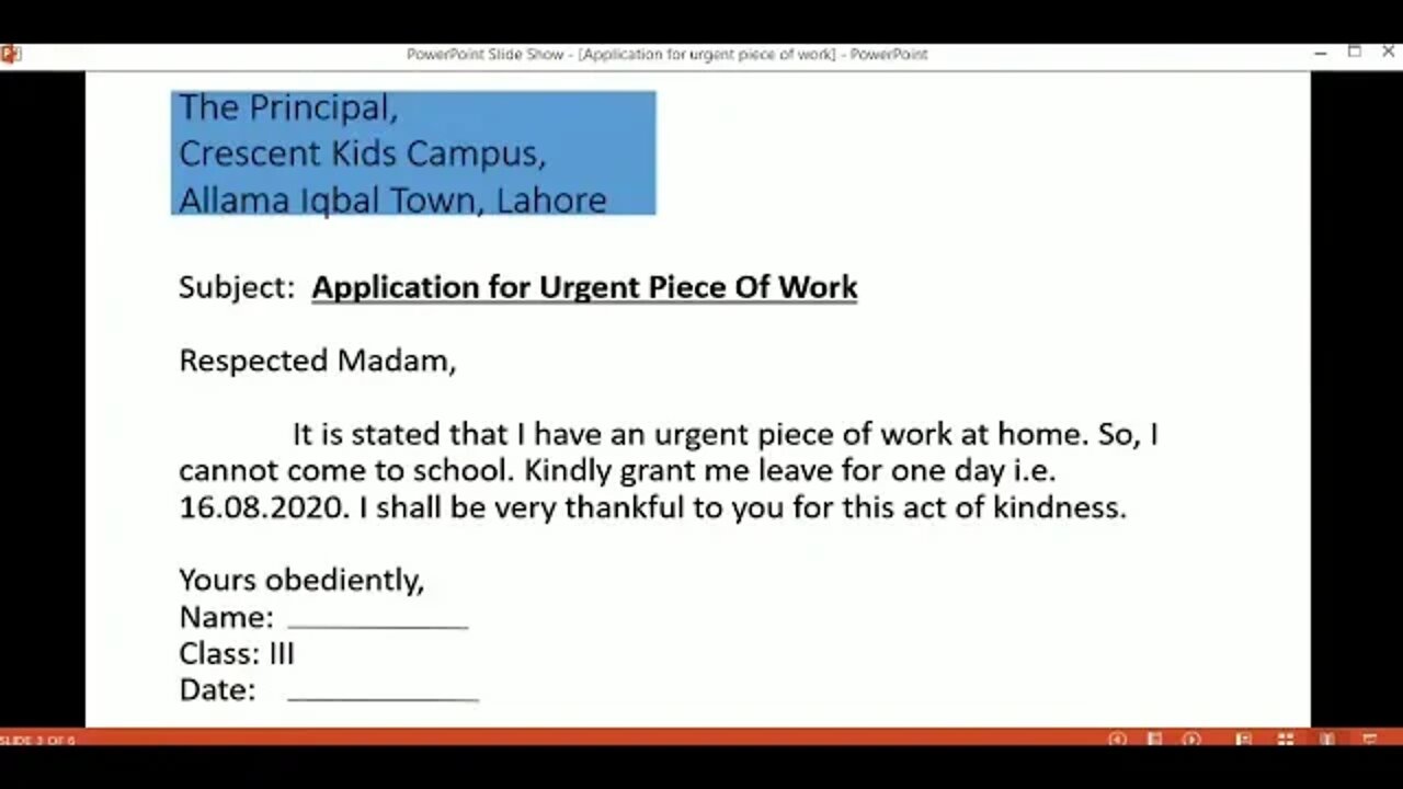 CLASS 3 ENG B APPLICATION FOR URGENT PIECE OF WORK