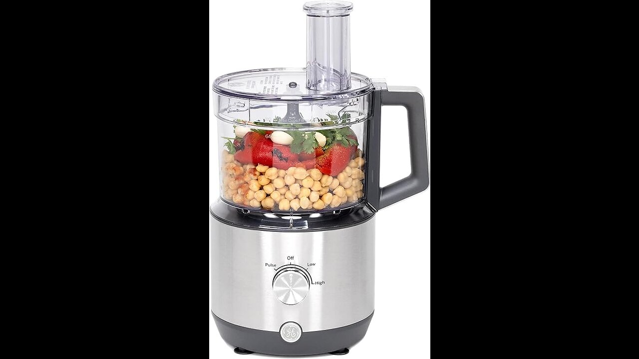 GE Food Processor | 12 Cup | Complete With 3 Feeding Tubes & Stainless Steel Accessories