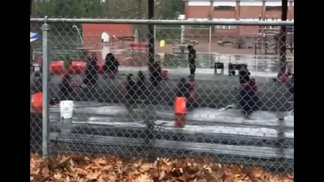 CHILD ABUSE: Kindergartners at school are forced to eat lunch outside in 40 degree weather.