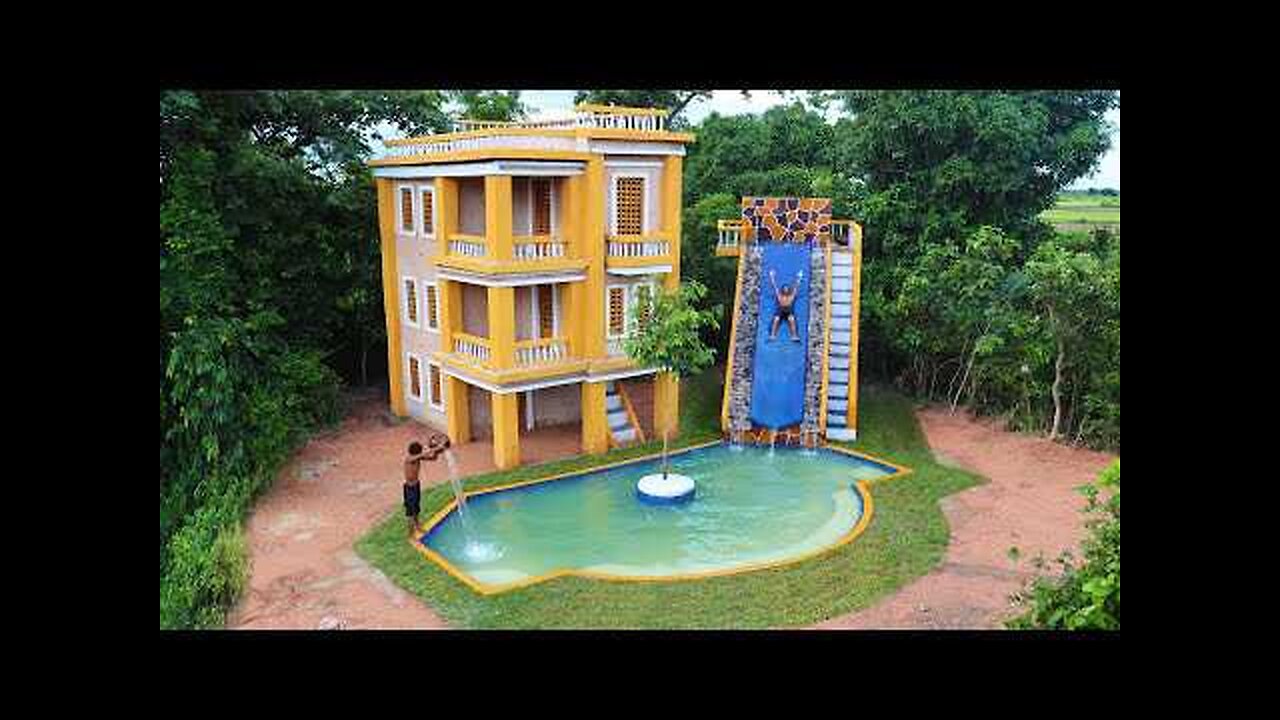 Building The Most Creative Villa House & Design Swimming Pool For Entertainment Place In The Forest