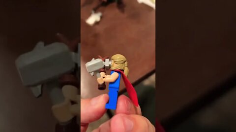 Lego Thor with Stormbreaker and Mjolnir