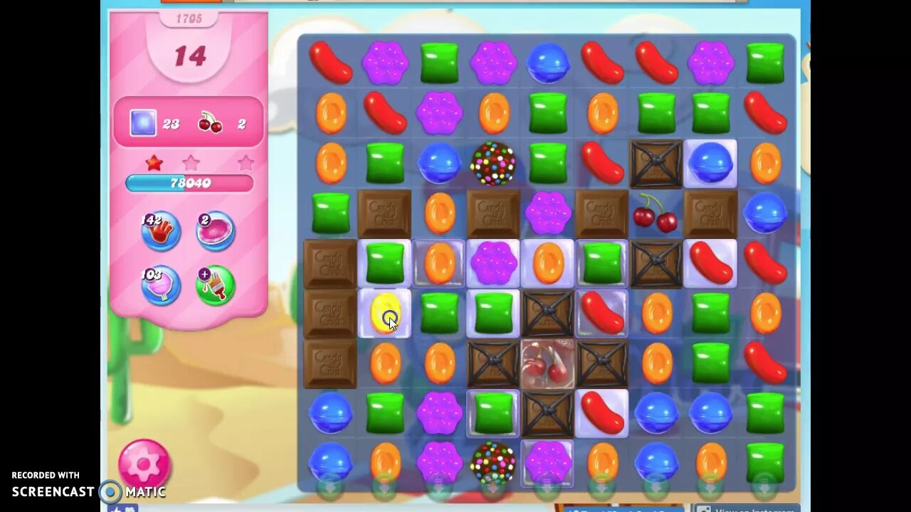 Candy Crush Level 1705 Audio Talkthrough, 3 Stars 0 Boosters