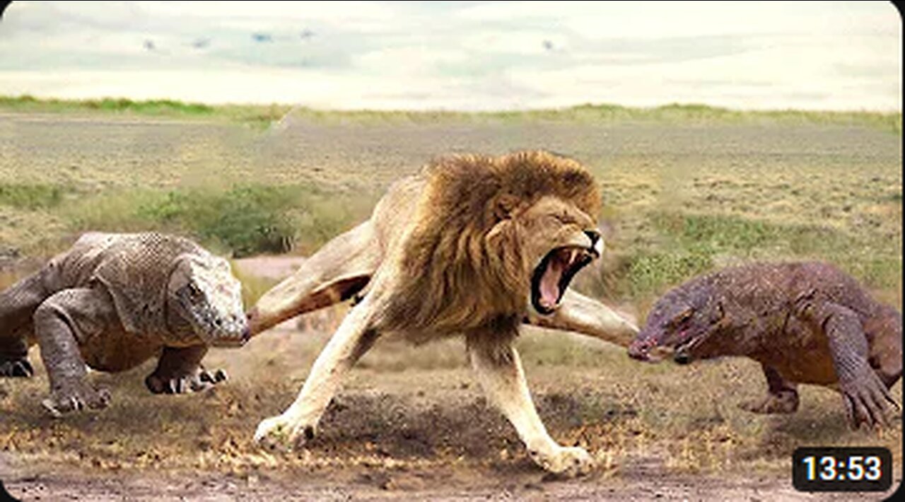 Aghast! The Brutal Moment When the Fierce Lion Couldn't Avoid The Giant Lizard Bites_ Wildlife 2023